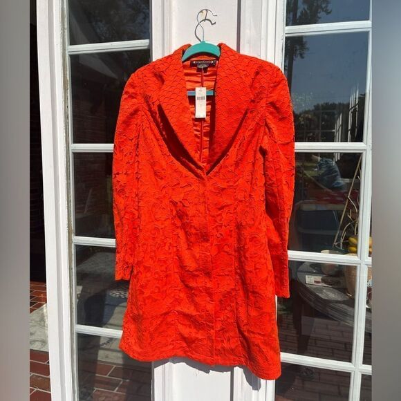 Anthropologie Pankaj & Nidhi Laser Cut Embroidered Blazer Dress NWT - Picture 6 of 16